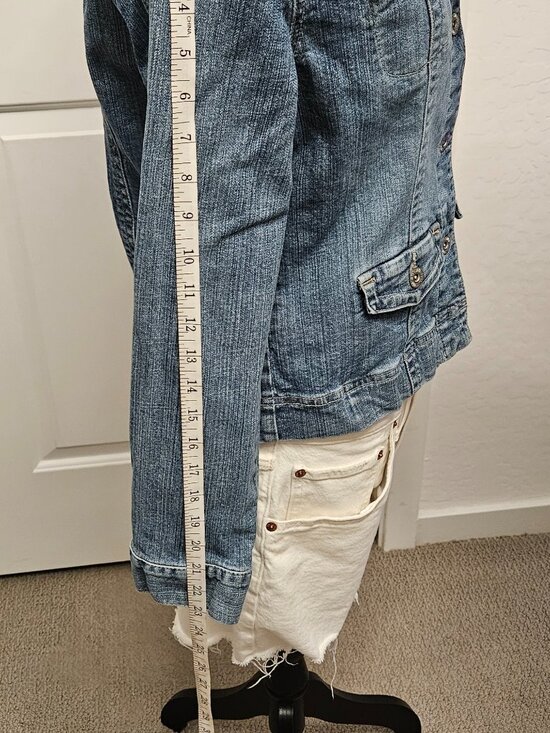 Chico's Platinum Women's Cropped Jean Jacket w/collar size 0 - Picture 6 of 14